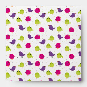 Cute colourful birds envelope