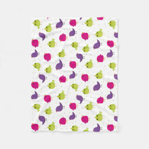 Cute colourful birds fleece blanket
