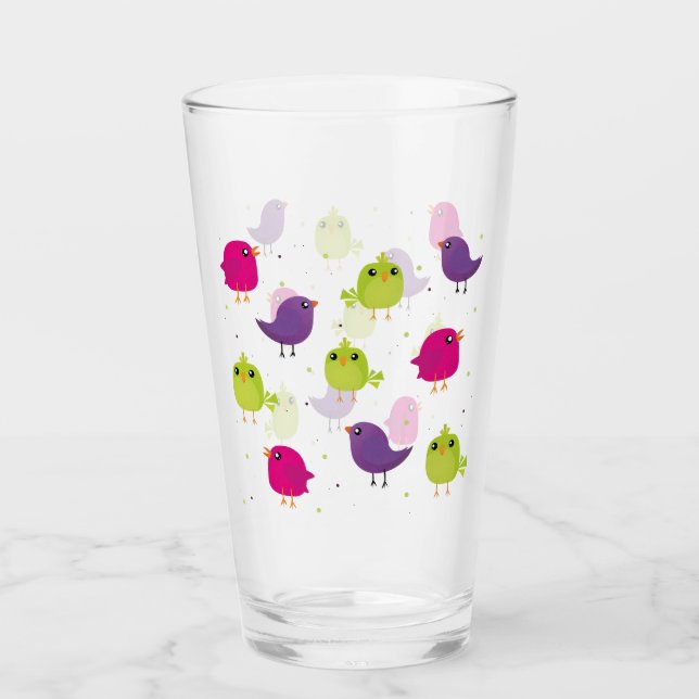 Cute colourful birds  glass (Front)