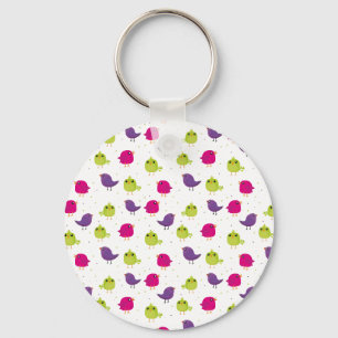 Cute colourful birds key ring