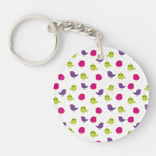 Cute colourful birds key ring