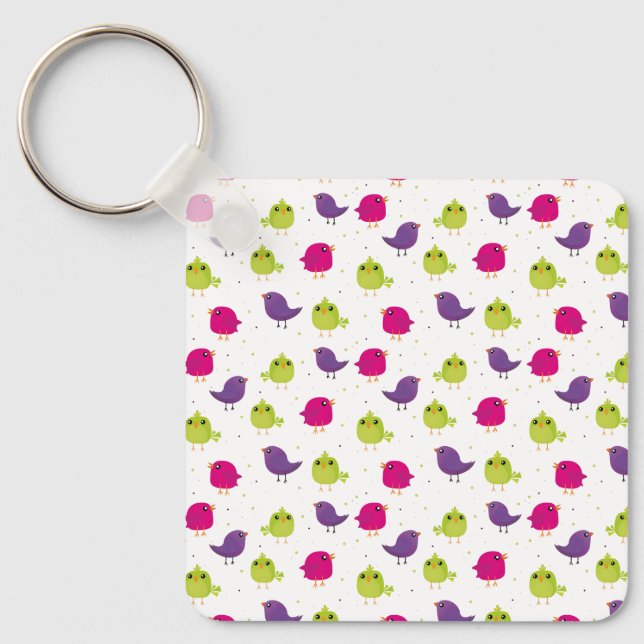Cute colourful birds  key ring (Front)