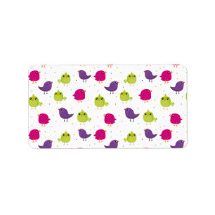 Cute colourful birds label