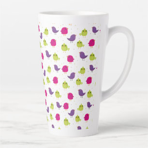 Cute colourful birds  latte mug