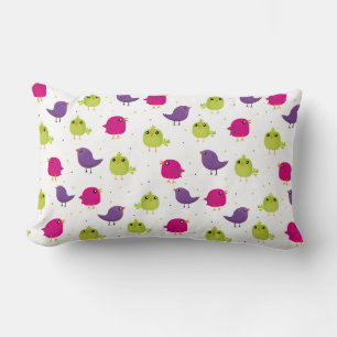 Cute colourful birds lumbar cushion