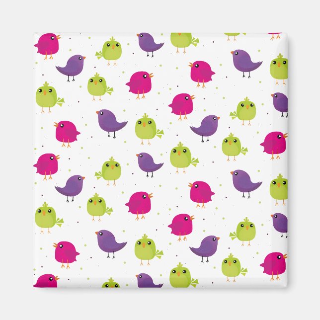 Cute colourful birds  magnet (Front)