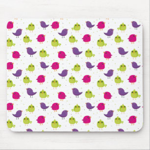 Cute colourful birds mouse pad