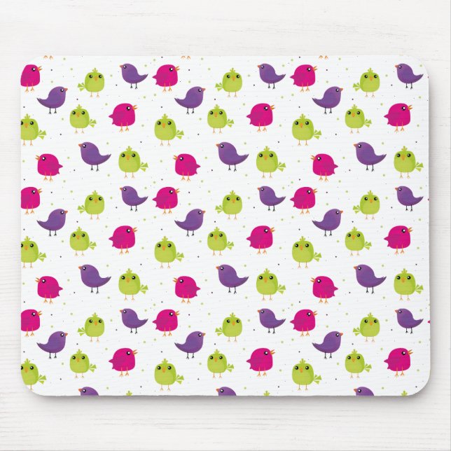 Cute colourful birds  mouse pad (Front)