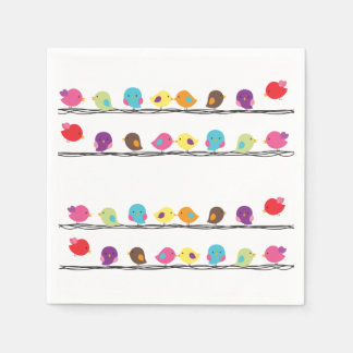 cute colourful birds on ropes paper napkin