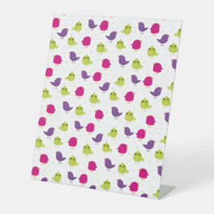 Cute colourful birds pedestal sign