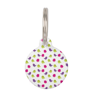 Cute colourful birds pet tag