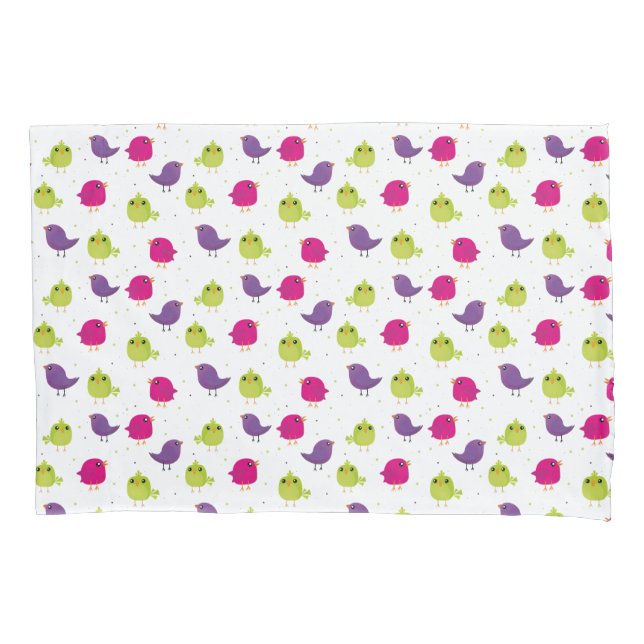 Cute colourful birds   pillowcase (Front)