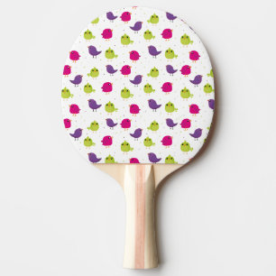 Cute colourful birds ping pong paddle