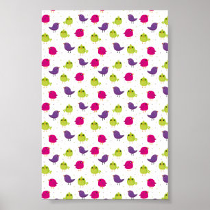 Cute colourful birds poster