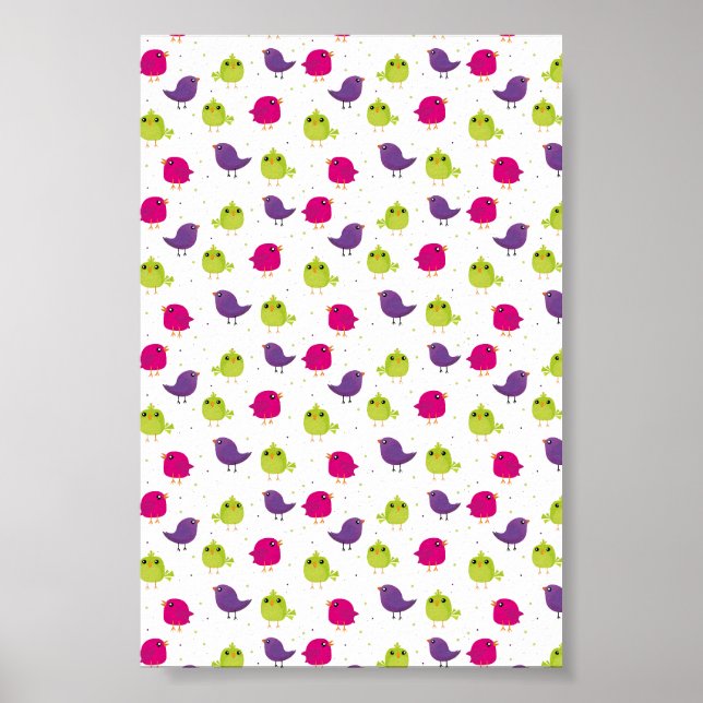 Cute colourful birds  poster (Front)