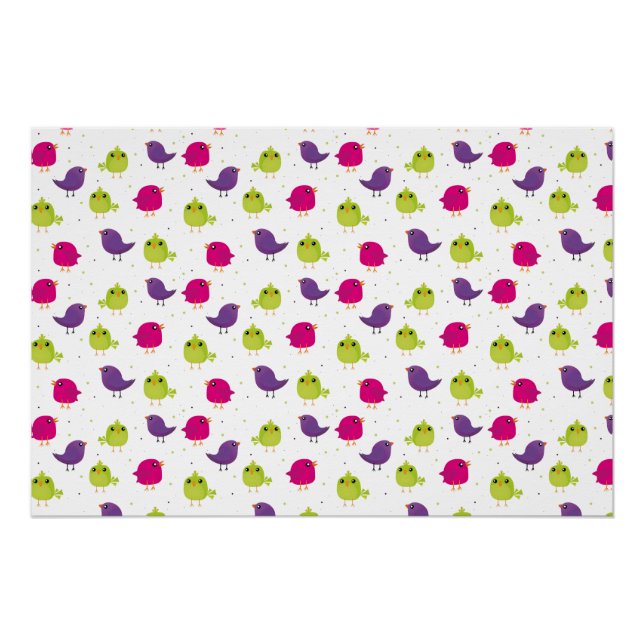 Cute colourful birds  poster (Front)