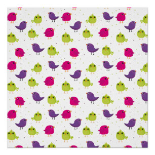 Cute colourful birds poster