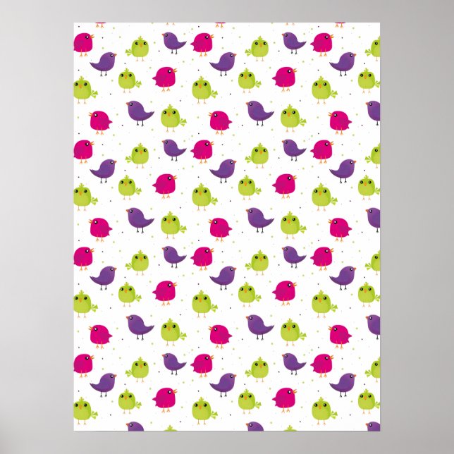 Cute colourful birds poster (Front)