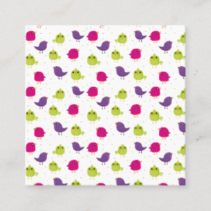 Cute colourful birds square business card
