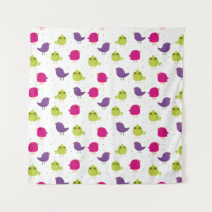 Cute colourful birds tapestry