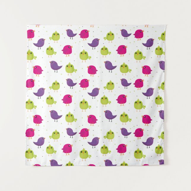 Cute colourful birds   tapestry (Front)