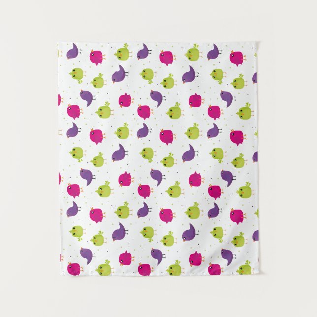 Cute colourful birds  tapestry (Front)