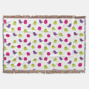 Cute colourful birds throw blanket