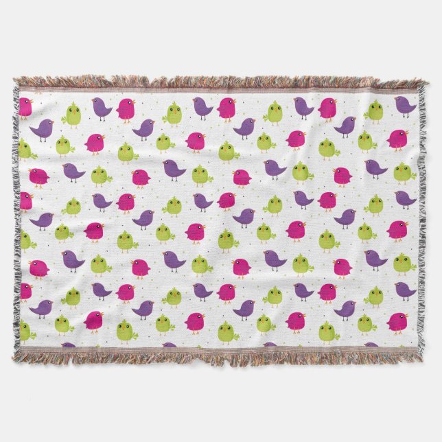 Cute colourful birds   throw blanket (Front)