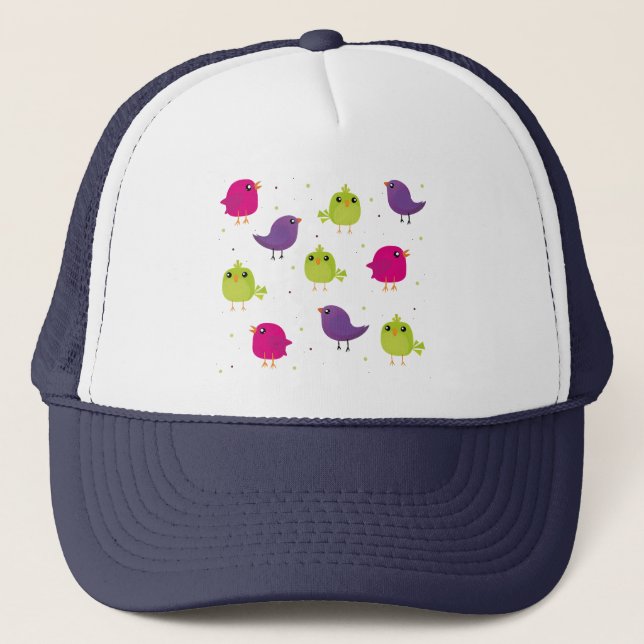 Cute colourful birds  trucker hat (Front)