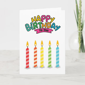 Cute Colourful Birthday Candles Greeting Card