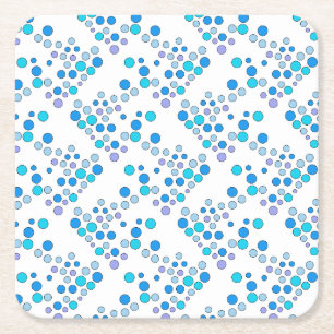 Cute colourful blue, lilac and turquoise dots square paper coaster
