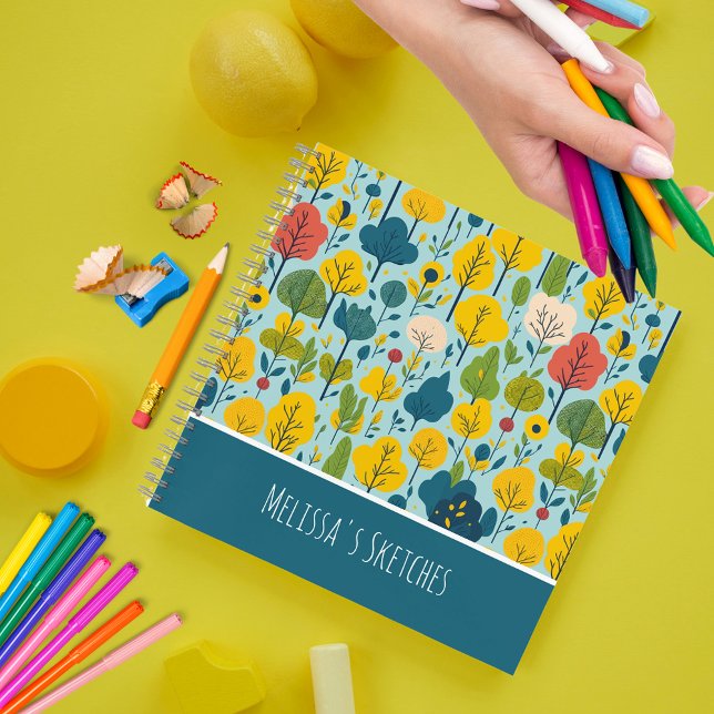 Cute Colourful Blue & Yellow Pattern Kids Sketch Notebook (Creator Uploaded)