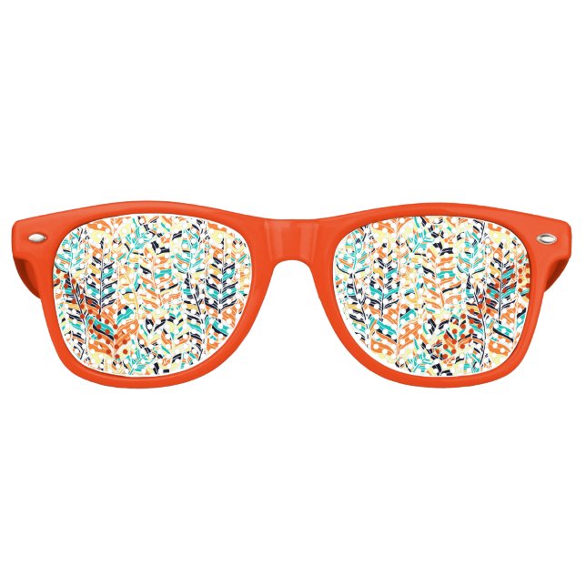 Cute colourful boho leaves pattern retro sunglasses (Front)