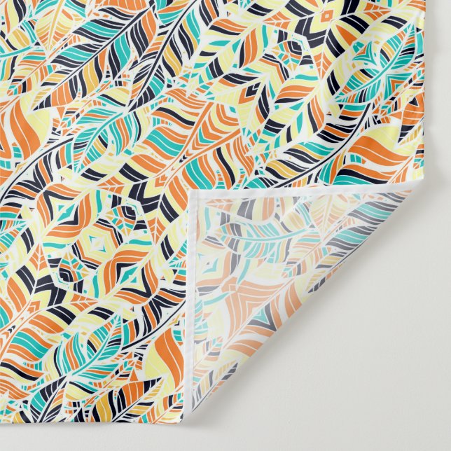 Cute colourful boho leaves pattern tapestry (Detail)