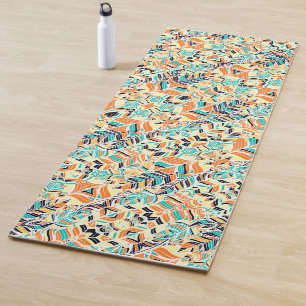 Cute colourful boho leaves pattern yoga mat