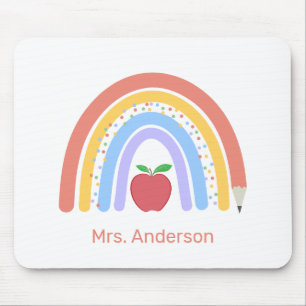 Cute Colourful Boho Rainbow Teacher Mouse Pad