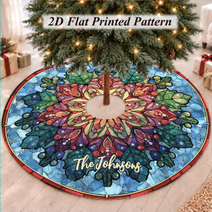 Cute Colourful Boho Stained Glass Mandala Brushed Polyester Tree Skirt