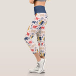 Cute Colourful Botanical Floral Cat Capri Leggings<br><div class="desc">Cute Colourful Botanical Floral Cat Capri Leggings</div>