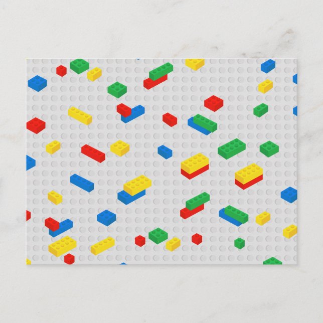 Cute Colourful Bricks Building Blocks Kids Pattern Holiday Postcard (Front)