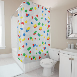 Cute Colourful Bricks Building Blocks Kids Pattern Shower Curtain
