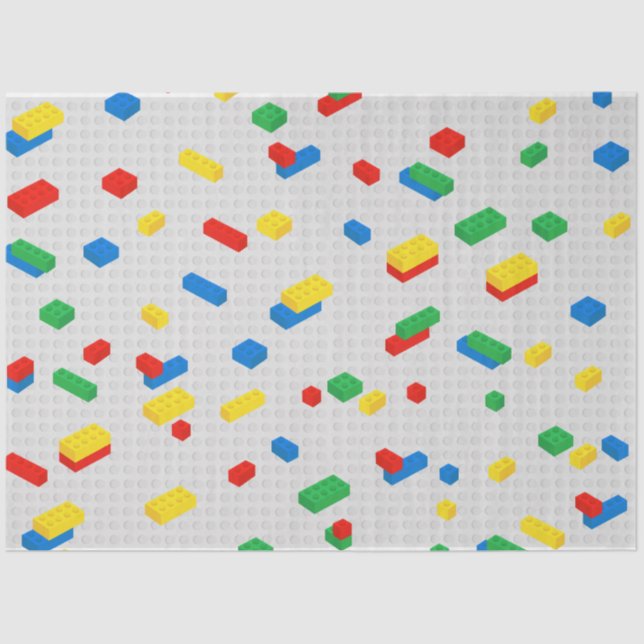 Cute Colourful Bricks Building Blocks Kids Pattern Tissue Paper (Front)