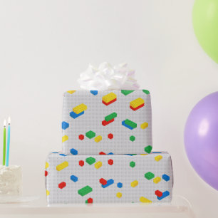 Cute Colourful Bricks Building Blocks Kids Pattern Wrapping Paper