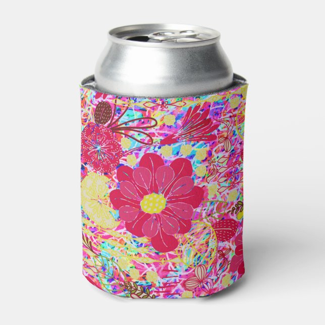 Cute colourful bright flowers can cooler (Can Front)