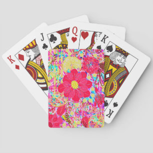 Cute colourful bright flowers playing cards