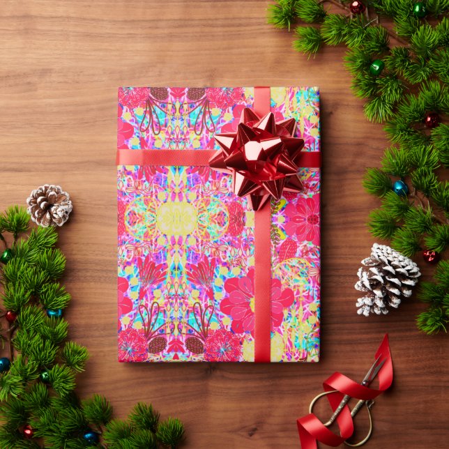 Cute colourful bright flowers wrapping paper (Holiday Gift)