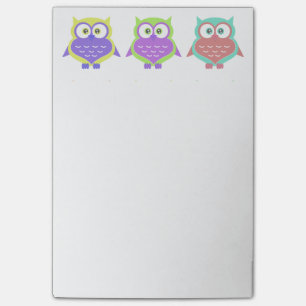 Cute Colourful Bright Owl Birds Cartoon Post-it Notes