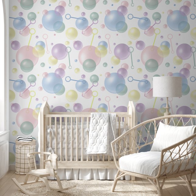 Cute Colourful Bubble Pattern Baby Nursery Wallpaper (Kids)