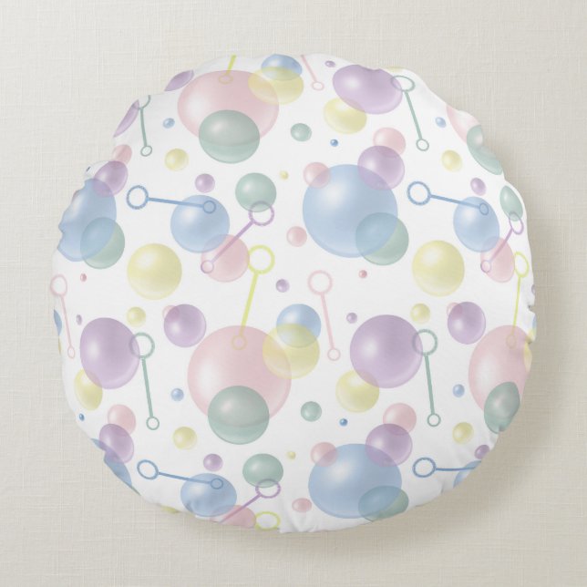 Cute Colourful Bubble Pattern Round Cushion (Front)