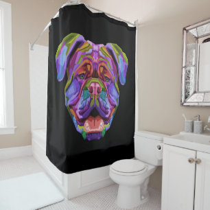 Cute Colourful Bulldog Shower Curtain
