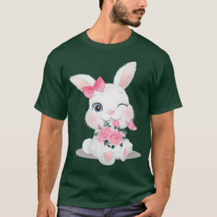 Cute Colourful Bunny Face Tie Dye Glasses Flowers T-Shirt